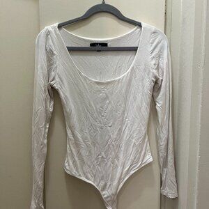 Lulu's White Long Sleeve Bodysuit
